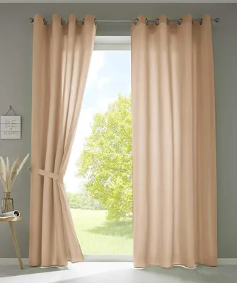 Vorhänge Ösen 2er-Set Microsatin 225x140 cm sand