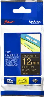Produktbild von Brother Schriftbandkassette TZE-334 schwarz/gold 12 mm