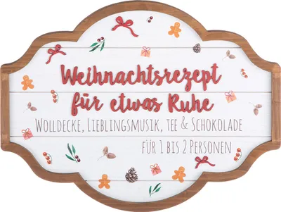 Produktbild von Gilde Bild, "Weihnachtsrezept", Spruch, MDF, weiß, VE 3, L. 2 cm, B. 38 cm, H. 29 cm 50906