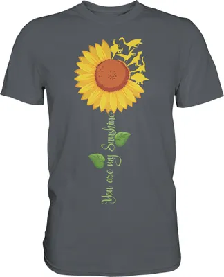Produktbild von Dino Sonnenblumen T-Shirt Garten Dinosaurier Motiv Gärtner Geschenk – Dark Grey / XXL