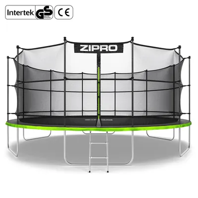 Obrázok produktu pre ZIPRO trampolína Jump Pro IN | 16FT Ø 496 cm | Záhradná trampolína Detská trampolína Kompletná sada vrátane vnútornej siete, rebríka a krytu okraja, vonkajšia, zelená