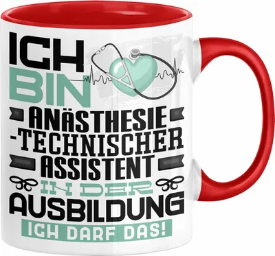Produktbild von Anästhesietechnischer Assistent Ausbildung Tasse Geschenk Ich Bin Anästhesietechnischer Assistent In Der Ausbildung Ich Darf Das Geschenkidee Spruch (Rot)