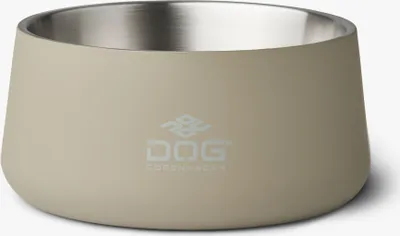 A close-up studio shot of a dog bowl.