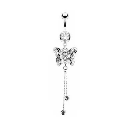Produktbild von Taffstyle Bauchnabelpiercing Bauchnabelpiercing Stecker Anhänger Kristall Schmetterling, Clear