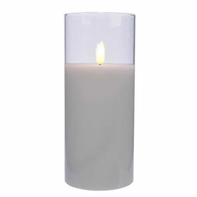Zdjęcie produktu dla Świeca LED w szkle ozdobna biała 17,5 cm