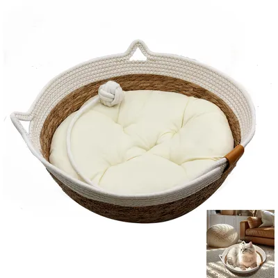 Produktbild von Katzenbetten, 40x40x14cm Katzentoilette, Hundehütte, Katzenkorb, Mit Komfortkissen, Geeignet für Katzen, kleine Hunde, Mit Katzenspielzeug