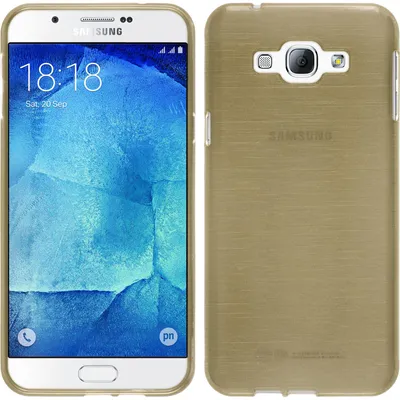 Produktbild von PhoneNatic Case kompatibel mit Samsung Galaxy A8 (2015) - gold Silikon Hülle brushed + 2 Schutzfolien