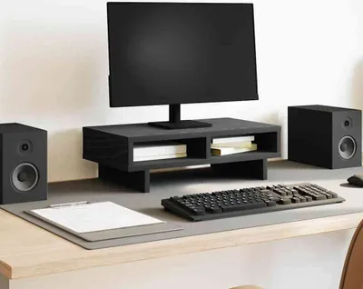 Produktbild von Möbel Monitorständer Schwarz Eichen-Optik 50x27x15 cm Holzwerkstoff - Monitorständer CC4197