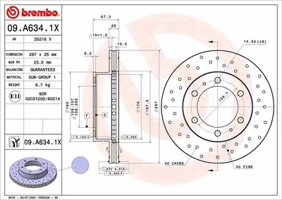 Obrázek produktu pro Brzdový kotouč BREMBO 09.A634.1X