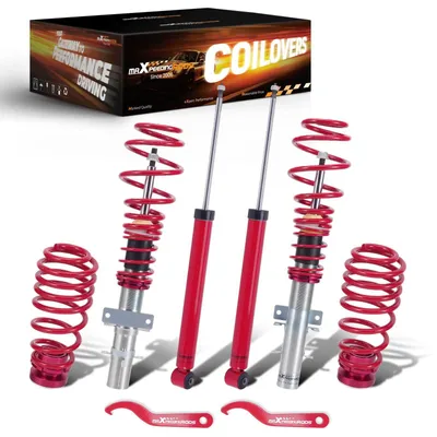 Produktbild von Gewindefahrwerk Set - Sport Stoßdämpfer - Für VW Polo 9N 2002-2009, VW Fox 5Z 1.2–1.8T - Tieferlegung 30 mm VA/HA - Öldruck - Aluminium/Eisen