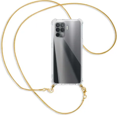 Produktbild von Handykette Backcover-Schutzhülle mit Band (Metall goldfarben) für Oppo Reno5 Lite (CPH2205, 6.43'') - goldfarbene Snake-Kette