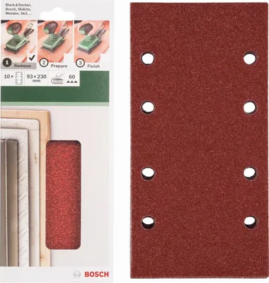 Produktbild von Bosch Schleifblatt Klett 10 Stück, 93 x 230 mm, Körnung 60 für Schwingschleifer