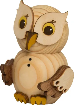 Produktbild von Drechslerei Kuhnert - Dekofigur Mini Eule Natur - Größe ca. 7cm - 37310