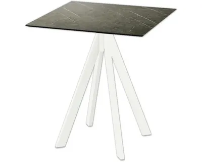 Produktbild von Infinity Terrassentisch Weiß gestell + Midnight Marble HPL 70x70 cm