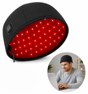 Produktbild von Rotlichttherapie Haube für Kopfhautpflege, LED Haarpflege Gerät mit 120 LEDs 660nm & 830nm Infrarotlicht, tragbare Lichttherapie für Haare und Wellness
