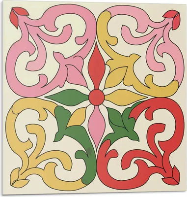 Produktbild von Blumenmuster Mit Ornamenten – Selbstklebende Fliesen – Wandverkleidung – Wandpaneel – PVC Fliesen – Vinylflisen – PCV Flisen – Selbstklebend – Wanddeko – 9 Stück 30 x 30 cm