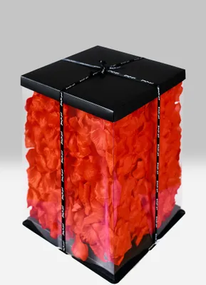 Produktbild von Transparente Geschenkbox mit Rosenblättern