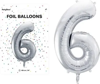 Zdjęcie produktu dla PartyDeco FB1M-6-018, Zabawka - balon, Folia, Srebrny, Monochromatyczny, Uniwersalne, Uniwersalne