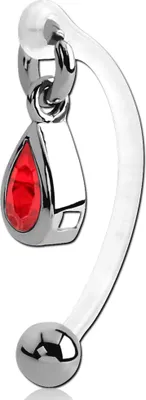 Produktbild von viva-adorno Intimpiercing KVV Christina Bioflex Piercing Banane Kristall Tropfen Anhänger Bauchnabelpiercing Z550, rot