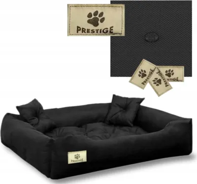 Produktbild von Hunde- und Katzenbett mit Kissen Codura Hundekissen Hundekorb Haustierbett Waschbar Wasserdichtes Material (Innenmaße: 40x30 / Außenmaße: 55x45cm, Schwarz)