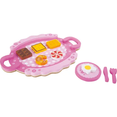 Image de Small Foot 5882 Plateau en bois Petit déjeuner, rose/rose, 10 pièces (1 set)