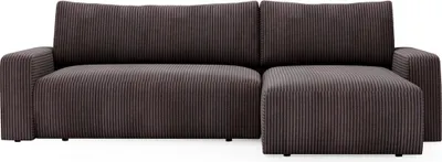Produktbild von Kaiser Möbel Ecksofa mit schlaffunktion und bettkasten, Couch L form, Schlaffunktion ARAGON Dicker Cord Braun Ottomane Rechts