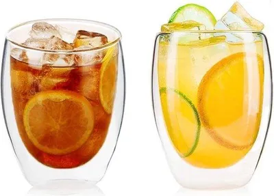 Image de Lot de verres isothermes à double paroi pour cocktail et latte macchiato : 2 verres isothermes à double paroi de 350 ml