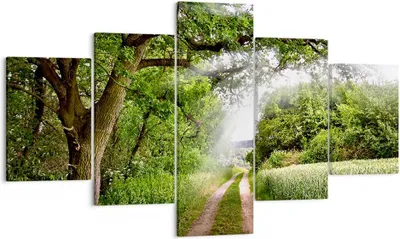 Produktbild von Bild auf Leinwand - Leinwandbild - Pfad Natur Wald Grün - 125x70cm - Wand Bild - Wanddeko - Leinwanddruck - Bilder - Kunstdruck - Wanddekoration - Leinwand bilder - Wandkunst - EA125x70-2637