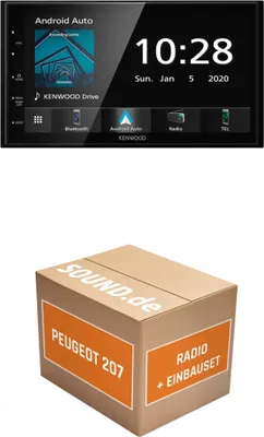 Produktbild von Autoradio Einbaupaket Kenwood DMX5020BTS passend für Peugeot 207 + RD45 | Apple CarPlay Android Auto