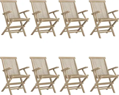 Image de vidaXL Chaises de jardin 8 pcs. Pliable Gris 56x61x89 cm Bois massif Teck