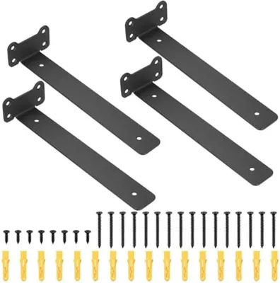 Produktbild von PolkaHome® Schwere, L-förmige Wandhalterungen für Regale, 4 Stück, 25 cm, Schwarz