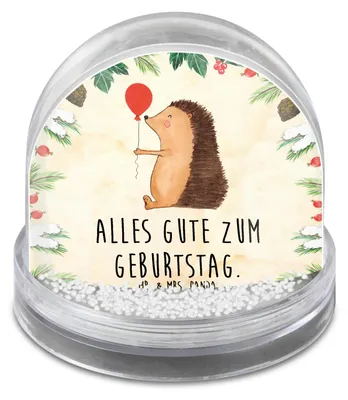 Produktbild von Mr. & Mrs. Panda Weihnachts Schneekugel Igel Luftballon - Naturpapier - Geschenk, Geburtstag, Geburtstagskind, dekoartikel, Weihnachten, schnee kugel, Glückwunsch