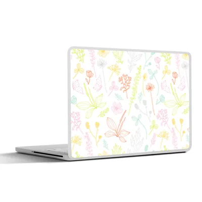 Produktbild von MuchoWow® Laptop Aufkleber Sticker Cover Pflanzen - Muster - Garten - Kontur - Pastell 30x22 cm - Laptop-Sticker