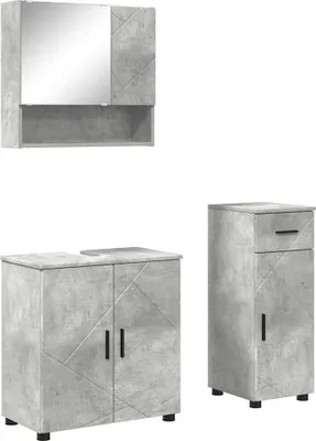 Image de Ensemble de mobilier de salle de bain 3 pcs Gris béton