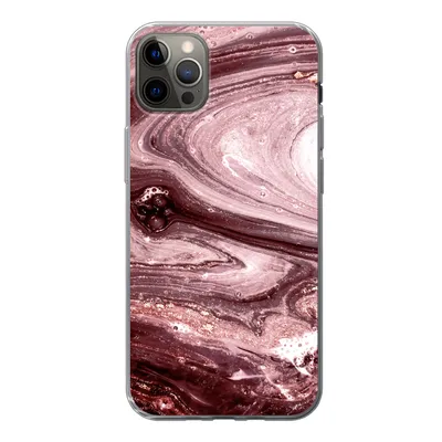Produktbild von MuchoWow® Handyhülle Schutzhülle Hülle für iPhone 12 Pro Max Marmor - Gold - Rosa Silikon Softcase Handy Hülle - Hartschale