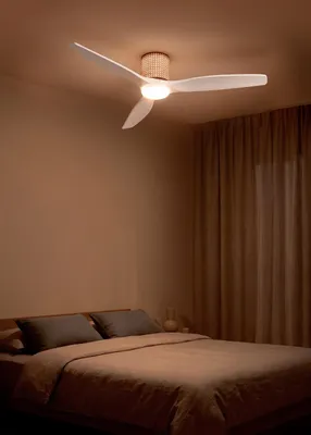 Produktbild von CREATE - WIND CALM CUSTOM RATTAN - Leiser Deckenventilator 40W Ø132 cm 100% Holz mit LED-Licht an Gehäuse und Lampe