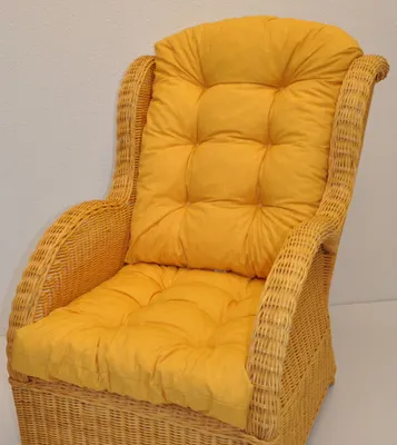 Produktbild von - Polster / Kissen / Ersatzpolster für Rattan Ohrensessel / Rattansessel , Colore Giallo (gelb)