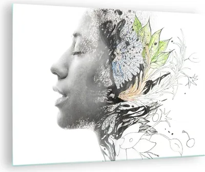 Produktbild von Bilder auf glas - Frau Abstraktion - 70x50cm - Glasbilder - Wandbilder - Kunstdruck - zum Aufhängen bereit - Wanddekoration aus Glas - Glas Bilder - Wandbild auf Glas - Einteilig - GAA70x50-3964