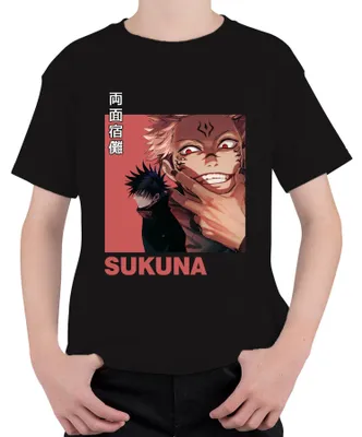 Zdjęcie produktu dla Koszulka dziecięca uni Jujutsu Kaisen Sukuna 両面宿儺 Anime Aesthetics Curse Villain Gift, czarny, 152