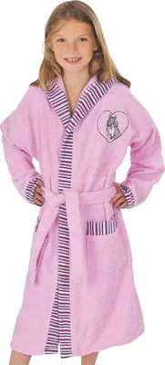 Produktbild von Wörner Südfrottier  Wörner Südfrottier Bademantel Mädchen "Pferd rosa" Frottee, Rosa / 152
