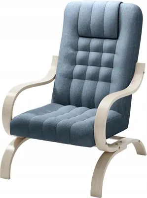 Zdjęcie produktu dla LIKMA Niebieski Fotel Pikowany Finka Tapicerowany z Podłokietnikami Stelaż Bukowy 150 kg 64x97x83 cm