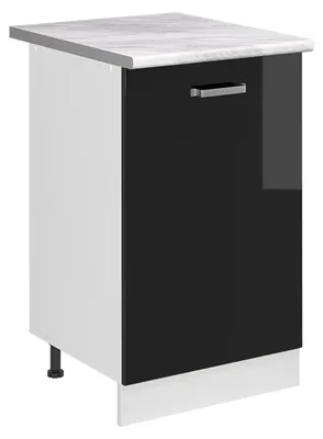 Zdjęcie produktu dla Szafki kuchenne Vicco R-Line Czarny połysk/Biały 50 cm blat roboczy Marmur, Model 70162