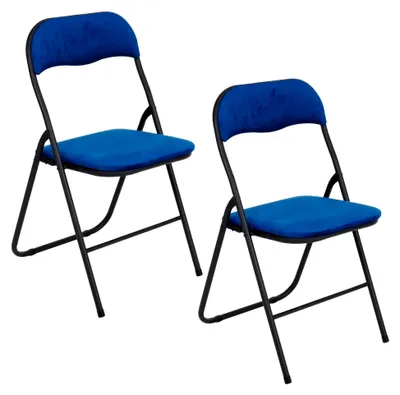 Produktbild von Klappstühle 2er Set - Samt - Esstischstühle - 43 x 47 x 80 cm - Schwarz