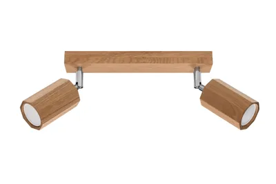 Image de Plafonnier ZEKE 2 chêne 2xGU10 10W bois 20x5x30cm Sollux Lighting
