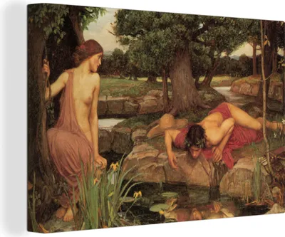 Obrázok produktu pre OneMillionCanvasses® - Obrazy na plátne - 140x90 cm, Echo a Narcis - maľba od John William Waterhouse, nástenná dekorácia