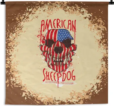 Produktbild von MuchoWow® Wandteppich Wandbehang Jahrgang - Amerika - Hund 150x150 cm Tapisserie Dekoration Wandtuch - Wohnaccessoires - Modernes