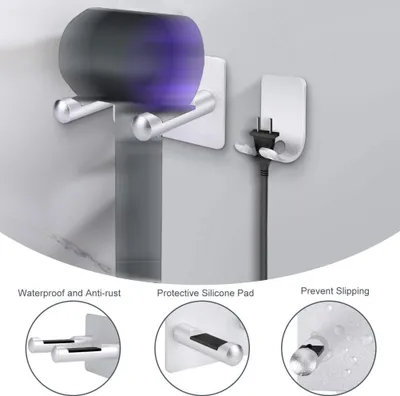 Produktbild von Haartrockner Halterung Aluminiumlegierung Wandhalterung mit Stecker Halterung für Haus Bad