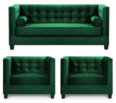 Produktbild von Sofagarnitur Couch Samt Polster couchen komplett set garnituren wohnzimmer grün