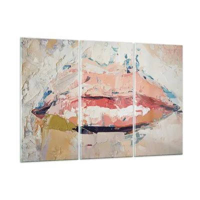 Produktbild von Bilder auf glas - 3 Teile - Mund pastos Stück - 165x110cm - Glasbilder - Wandbilder - Bilder - zum Aufhängen bereit - Wanddekoration aus Glas - Glas Bilder - Wandbild auf Glas - GCE165x110-4422