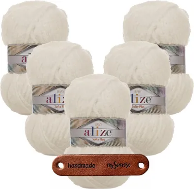 Produktbild von 5 x ALIZE Softy Plus 62 Light Cream mit Label